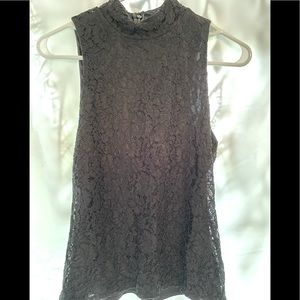 Black lace mock neck